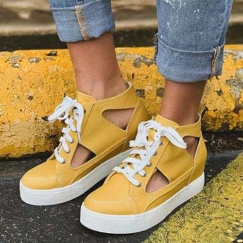 Women Canva Sneakers 2021 Woman Hollow Out Leopard Vulcanized Ladies Height Increase Flat Womens Lace Up Female Shoes Plus Size