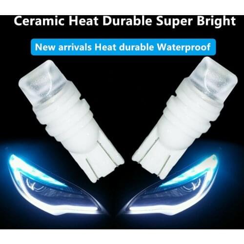 10Pcs T10 W5W Ceramic 3D LED Waterproof Wedge Licence Plate Lights WY5W Turn Side Lamp Car Reading Dome Light Auto Parking Bulb