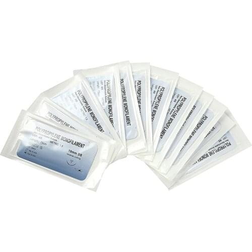 12Pcs Polypropylene Monofilament Thread Needle Suture Training Thread Suture Practice Kit 4/0