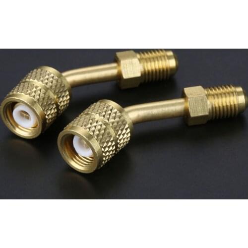 2x R410a Adaptor Connector Split Ductless Service Port Adapter 5/16" SAE Female To 1/4" SAE Male Mayitr Brass Air Condition Tool