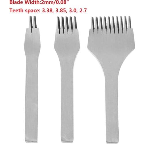 3pcs/set DIY Leather Hand Tools Kit French Oblique Flat Cut Punch Hand-Stitched Carving Art Leather Sewing DIY Tools Set