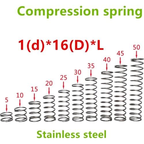 50pcs 1*16*(15/20/25/30/35/40/45/50) Stainless steel Series small spot spring wire compression pressure springs