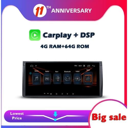 Carplay 10.25" DSP IPS Android 10 4G 64GB SIM Car DVD Player GPS map WIFI Bluetooth RDS Radio For BMW M5 E39 X5 E53 Range Rover