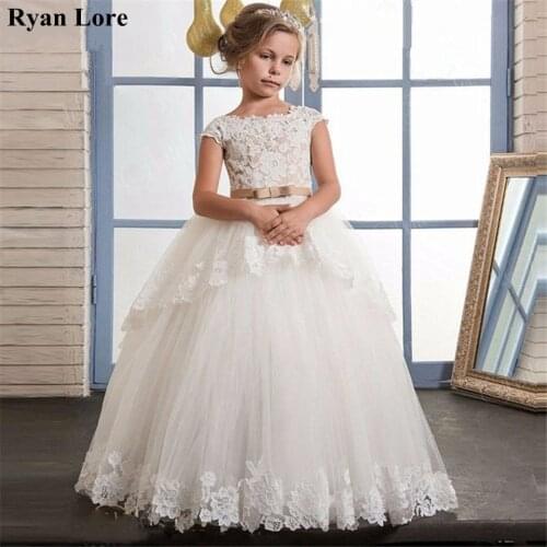 Ball Gown Flower Girl Dresses 2020 Short Sleeve Princess Dress For Weddings First Communion Dress Special Occasion Pageant Dress