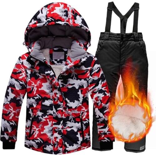 Russia Winter Ski Suit Kids Waterproof Childrens Warm Skiing Jackets And Snowboard Pants Set For Boys Girls Clothes