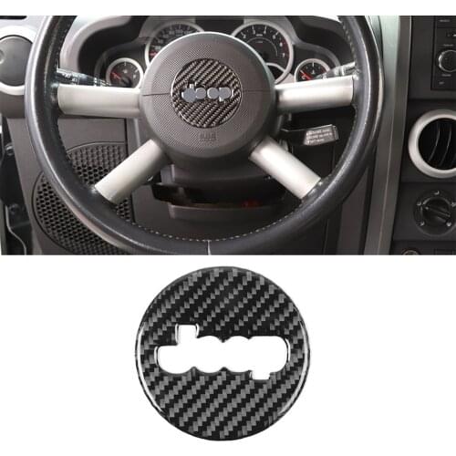 For Jeep Wrangler JK 2007 2008 2009 2010 Steering Wheel Center Decoration Cover Trim Sticker Car Interior Accessory Carbon Fiber