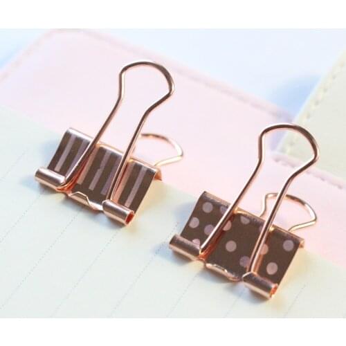 Domikee electroplated rose gold long tail clip office supplies dot print fashion ticket clip paper clip folder