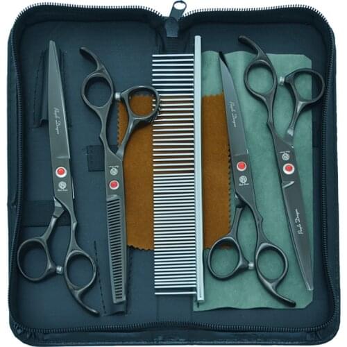 Purple Dragon 7.0" Dogs Hair Clippers Stainless Steel Pet Grooming Scissors Puppy Straight Curved Cutting Thinning Shears B0026B