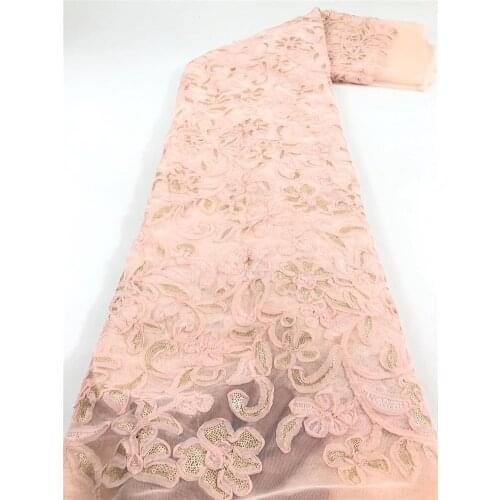 Exquisite 3D applique gold sequin mesh, African lace fabric, Nigerian style lace, suitable for ladies skirts