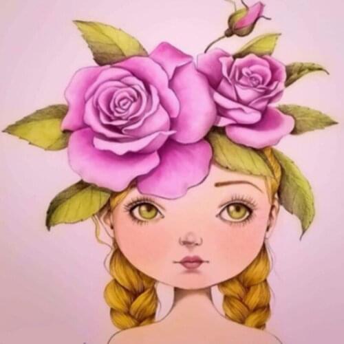 Cute Girl With Rose Figure Paint By Numbers DIY Oil Painting Big Size Birthday Gift for Child Art Decor Wall Picture 60x75cm