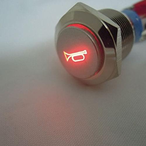 Red 16mm LED Momentary Push Button Metal Switch Car Boat Speaker Bell Horn Sales