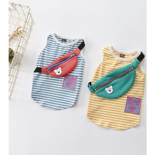 Summer Striped Dog Shirt Cotton Casual Pet Vest Comfortable Dog Costume Puppy Breathable Chihuahua Poodle Bichon Pet Clothes