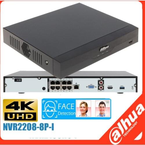 Mutil language Dahua AI face Video Recorder 8CH POE NVR NVR2208-8P-I 8PoE WizSense Network Recorder dahua AI face NVR