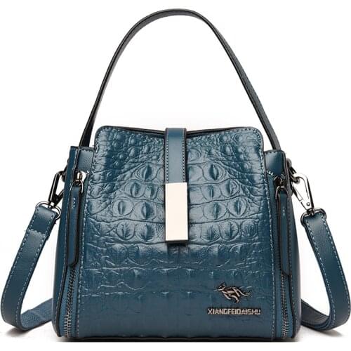 Fashion Women Handbag High Quality Crocodile Pattern Leather Bucket Bag Designers Female Shoulder Bag Luxury Brand Crossbody Bag