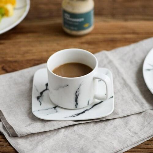 Marbled Ceramic Coffee Cup and Saucer Set Afternoon Tea Red Tea Cup
