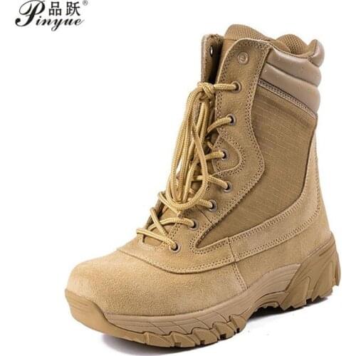 Mens Military Boot Combat Motocycle Boots Mens Ankle Boot Tactical Big Size 38--44 Army Boot Male Shoes Work Safety Shoes