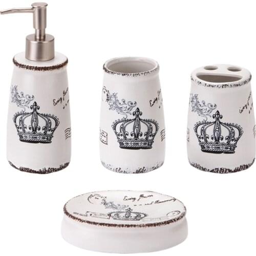 4pc Bahtroom Accessory Set Soap Dish Dispenser Toothbrush Holder Tumbler Cup