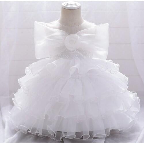 New 2021 Newborn White Baptism Dress 2 1 Year Birthday Dress For Baby Girl Clothes Princess Dresses Party Lace Tutu Dress Fluffy