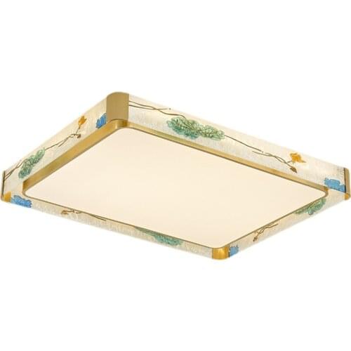 New Chinese glass color ceiling lights living room designer dining room bedroom study decor copper ceiling lamps LED lighting