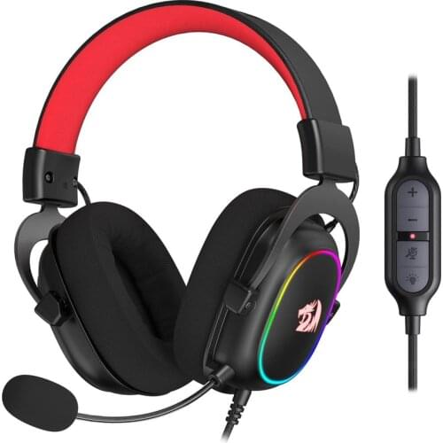 Redragon H510 Zeus X Wired Gaming Headset RGB Lighting 7.1 Surround Sound Multi Platforms Headphone Works For PC PS4
