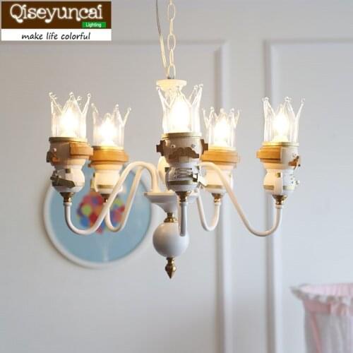 Qiseyuncai American new king childrens room Chain Pendant chandelier simple send LED bulb boy girl bedroom lamp