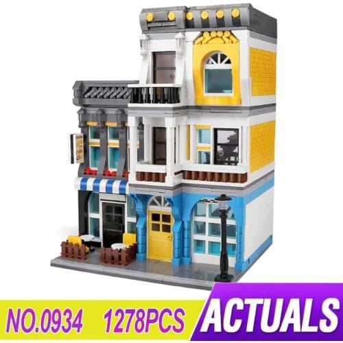 QL0934 City Street Modular Building Series The Summer Coffee Shop Building Blocks Bricks Educational Toys Birthday Gifts