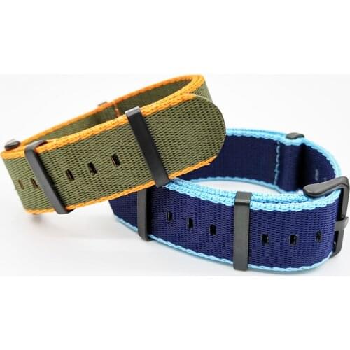 20mm 22mm Nylon Striped Nato Strap Watchbands Men‘s Sport Wrist Watch Accessories Orange,Dark Blue Pin Buckle Bands