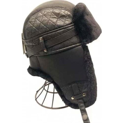 Winter Bomber Hat Men 2020 Leather Ear flap Warm Snow Ushanka Hats Dad Russia Soviet Faux Fur Caps aviation Gorro Ruso Hombre