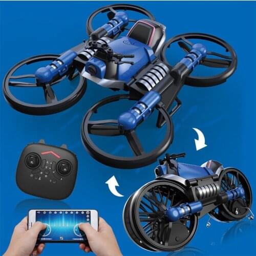 2.4G Folding 2in1 RC Drone Deformation Motorcycle With 650ma Battery Aerial photography Quadcopter Land-air model Electric Toy