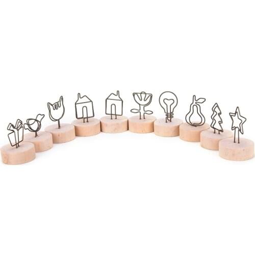New 1PC 9 styles Natural Wood Memo Pincer Clips Paper Photo Clip Holder Wooden Small Clamps Stand Ornament Home Decoration