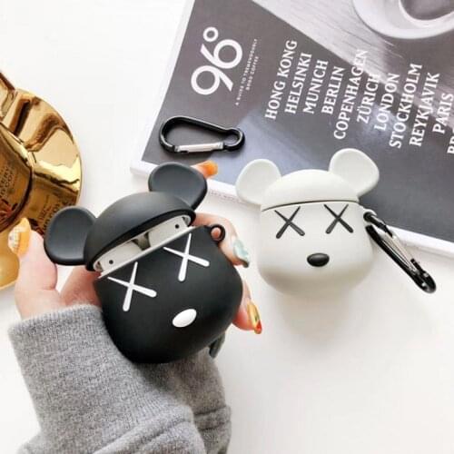 Compatible with Airpods 1&2 Case,Cute 3D Funny Cartoon Animal Character Silicone AirPods(Gloomy Bear)