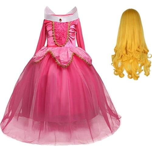 Sleeping Beauty Dress Girls New Year Costume Sleeping Beauty Aurora Costume and Crown Child Carnival Masquerade Evening Dress