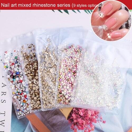 Nail Art Flat-bottom Diamonds 1440 Size Mixed Symphony AB Rhinestones A Diamond DIY Nail Decoration