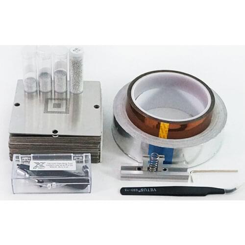 BGA stencils 90MM 341PCS set 90MM reballing jig silvery Leaded solder ball Vacuum pen HANDI-VAC ESD tweezers ESD-15
