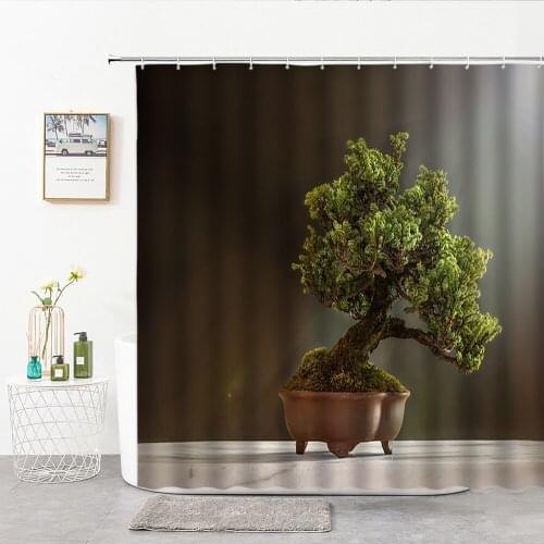 Shower Curtains 3D Print Plant Forest Trees Pine Needles Bamboo Leaves Curtain For Baths Polyester Waterproof Bathtub Screen