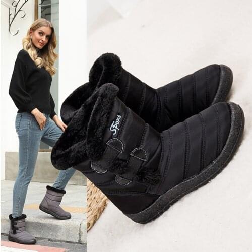 2021 new fashion autumn winter warm boots plush women casual shoes low Heel shoes ladies pointed rubber ankle boots women shoes