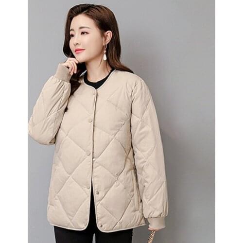 2021 New Winter Women White Duck Down Casual Jackets Solid Color All-Match Simple Fresh Stylish Down Coat Loose Thicken Outwear