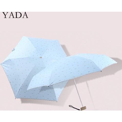 YADA 2020 Ins New Butterfly Bow Pattern 5-Folding Rainy Mini Pocket Umbrella For Women Anti-UV Small Parasol Umbrellas YD200285