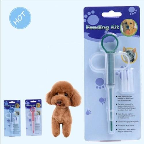 1PC Pet Puppy Dog Feeder Leak-proof Dog Cat Medicine Dispenser PP Pills Capsule Tablet Pusher Feeding Injection Needle Kit