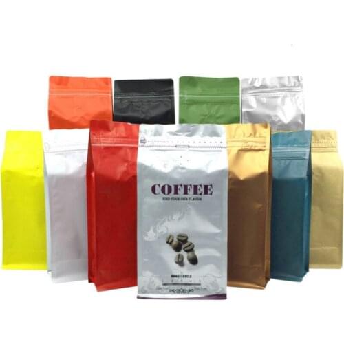 100pcs Air value side zipper kraft paper octagonal sealing bag aluminum foil food coffee packaging bags kitchen storage