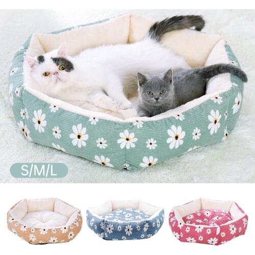 2020 Winter Warm Kennel Pet Supplies Hexagon Cat Bed Long Dog Bed Dog Soft Plush Basket House Cat Soft Comfort Breathable Bed