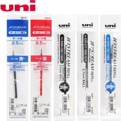 6Pcs UNI JETSTREAM Series Ballpoint Pen Refill SXR-5 Smooth Oil Refill 0.5MM Suitable for SXN-155/SXN-157S/SXN-1000
