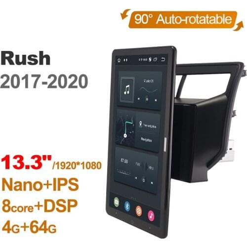 Tesla style PX6 13.3" Android 10.0 Car DVD Player 1920*1080 Auto Rotatable Navigation GPS For Toyota Rush 2017-2020 Stereo Radio