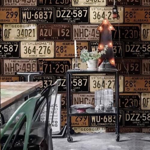 Beibehang European and American retro personality alphanumeric wallpaper theme restaurant hotel bar cafe 3d wallpaper