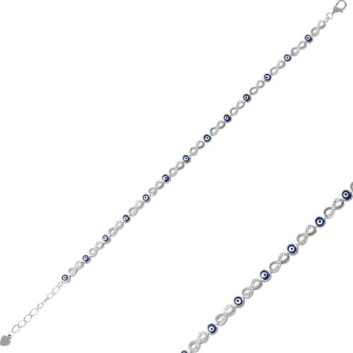 KUTAYDAN 925 Sterling Silver Eye Zircon Cubic Zirconia Infinity Bracelet