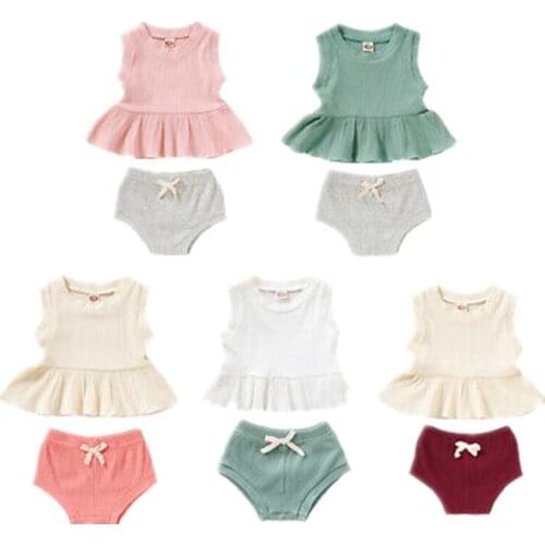 Citgeett Summer Newborn Baby Girls Ruffle Top Shorts Pants Cotton Outfits Sunsuit 2PCS Casual Set