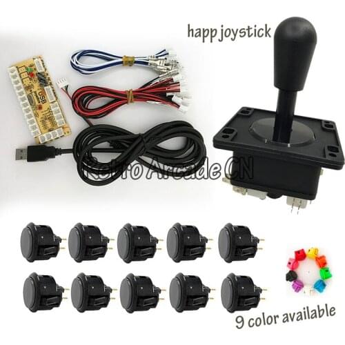 Happ Joystick DIY Kit Zero Delay Arcade Kit USB Encoder To PC Arcade copy Sanwa Joystick 30mm Push Buttons For Arcade Mame