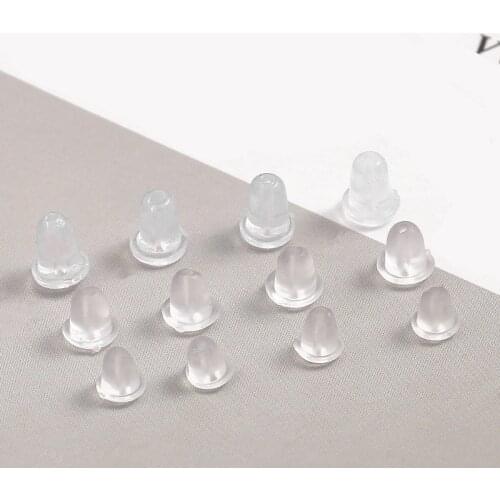 200pcs Hypoallergenic Plastic Ear Plug Ear Plug Cap Buckle Slip Behind Transparent Plastic Earplug Wholesale Silica Earrings