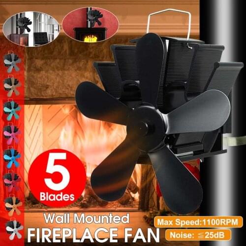 Wall Mount Fireplace 5 Blades Heat Powered Stove Fan Log Wood Burner Ecofan Quiet Home Fireplace Fan Efficient Heat Distribute