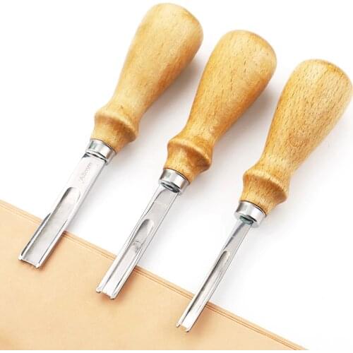 DIY leather craft tool leather chamfer bevel cutting knife trimming tool wooden handle French sharp edge cutter 4mm 6mm 8mm
